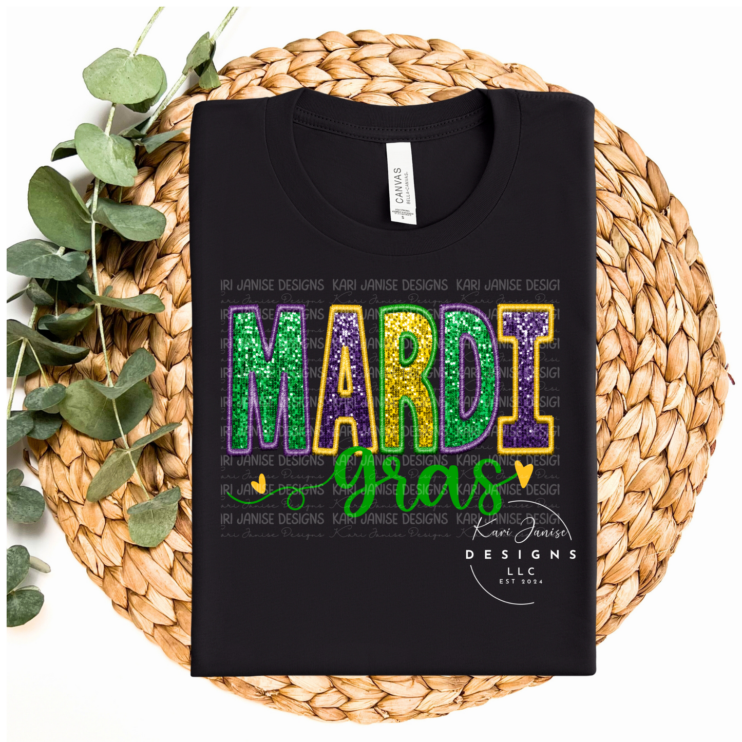 Mardi Gras Faux Embroidery & Sequin