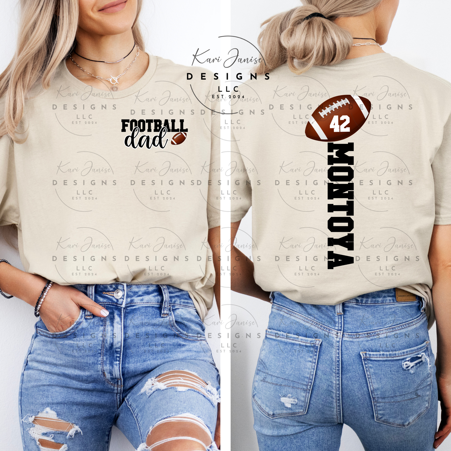 Football Custom Name Front Pocket and Back