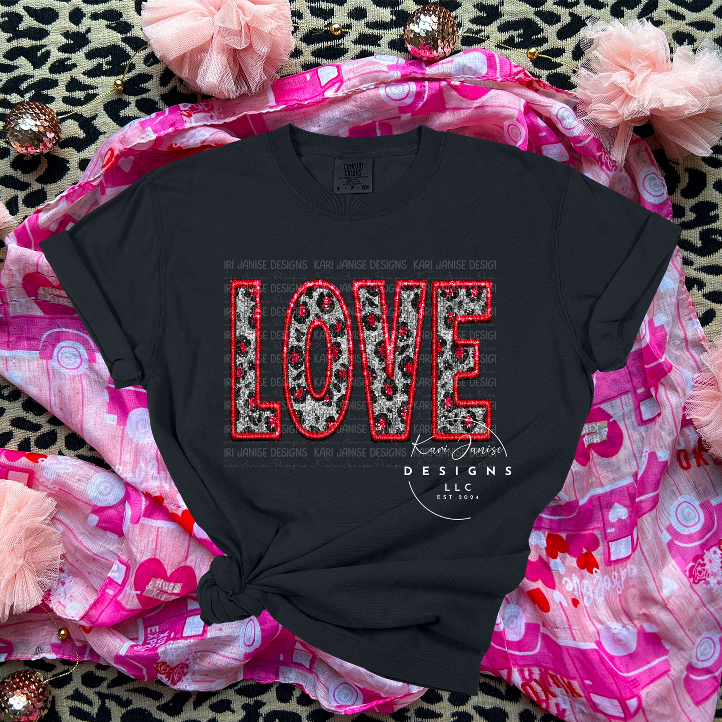 Love Leopard Faux Embroidery