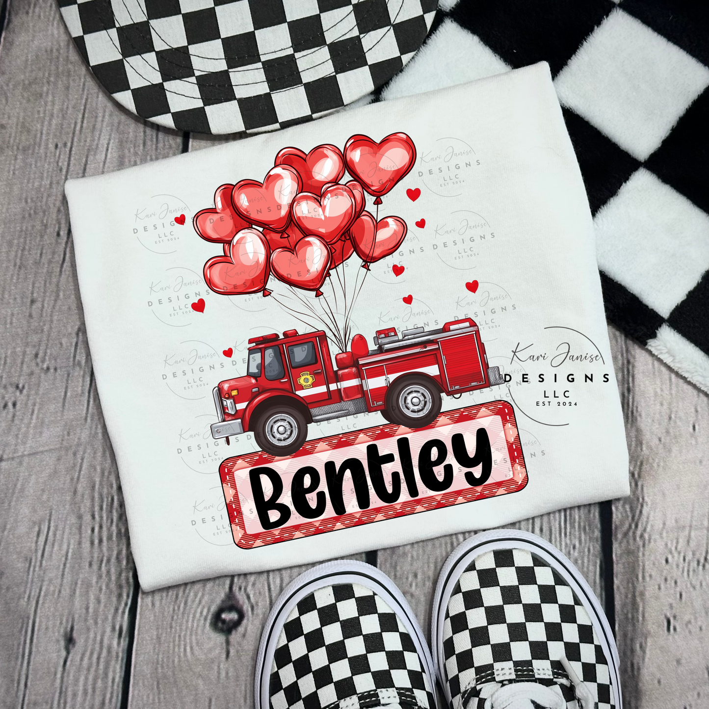 Fire Truck Custom Valentine Name