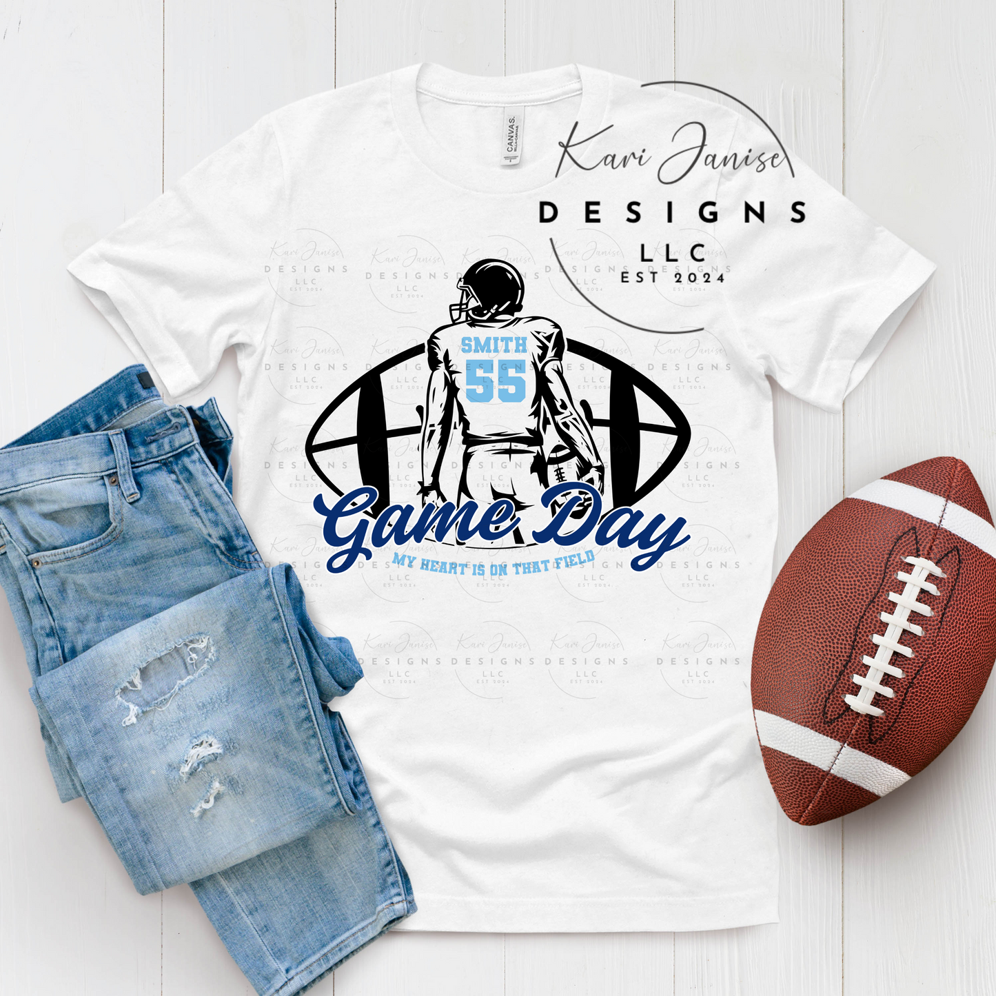 Heart Is On That Field Football Player Custom