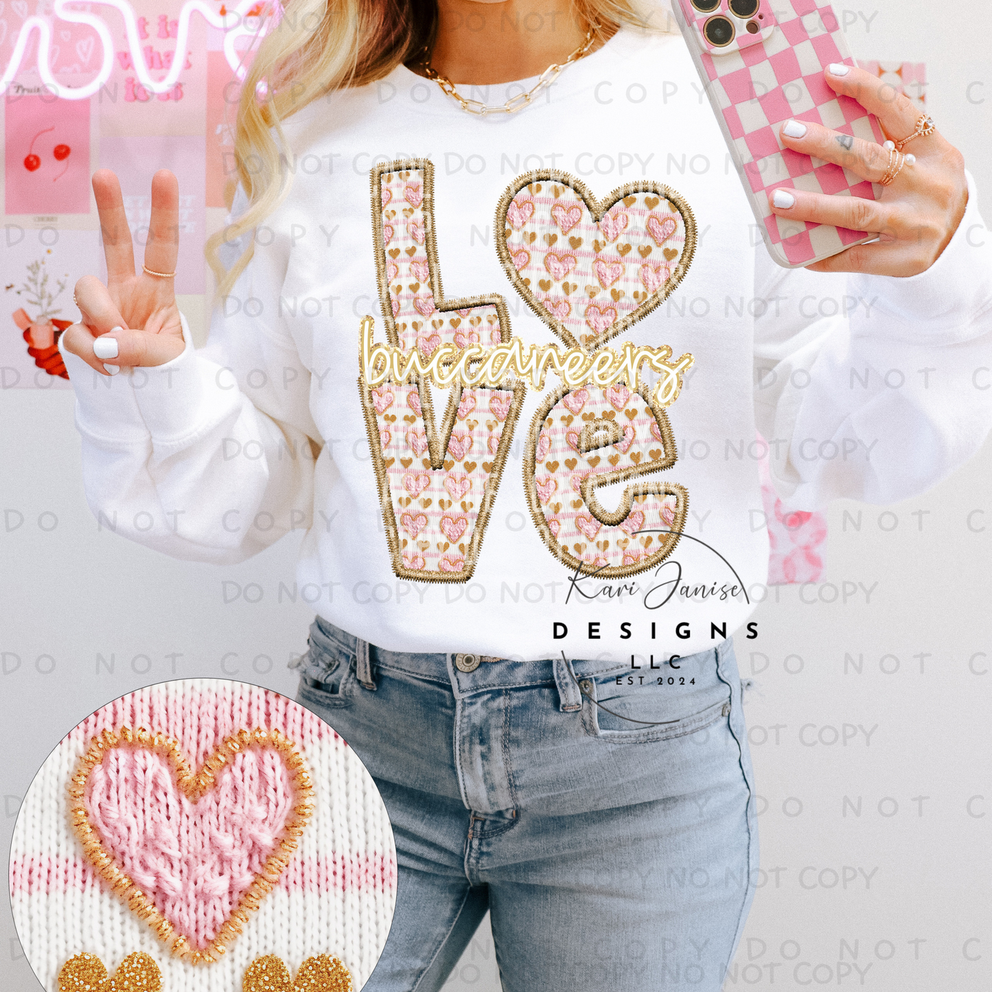 Love Faux Embroidery - Any School/Mascot