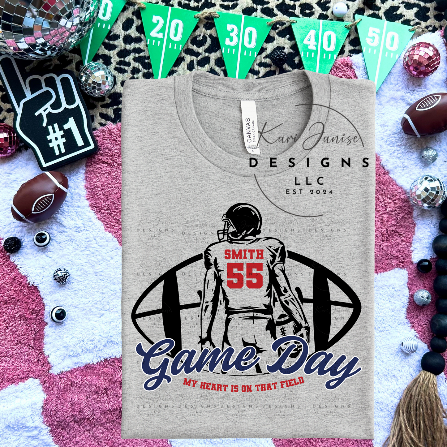 Heart Is On That Field Football Player Custom