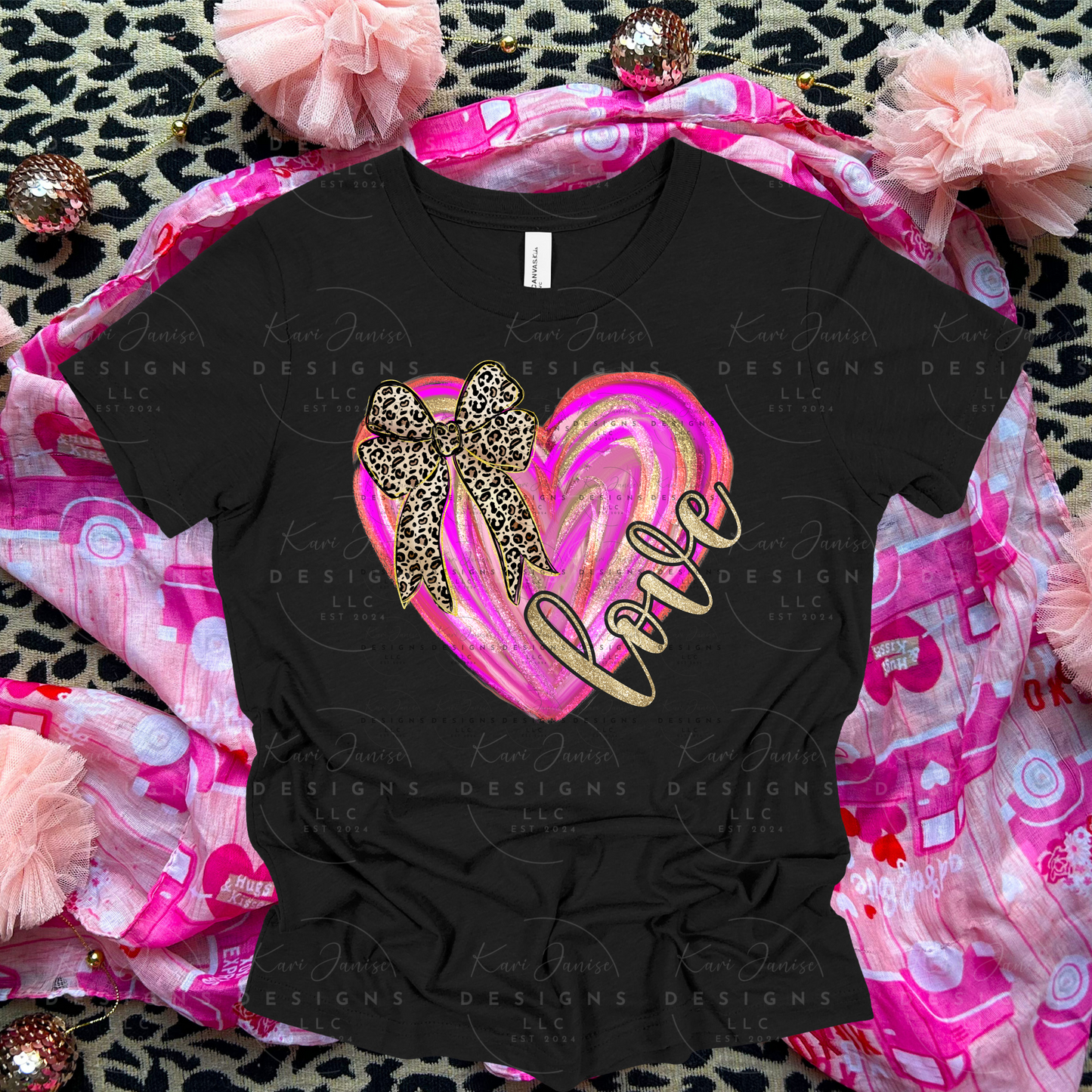 Multicolored Heart with Bow