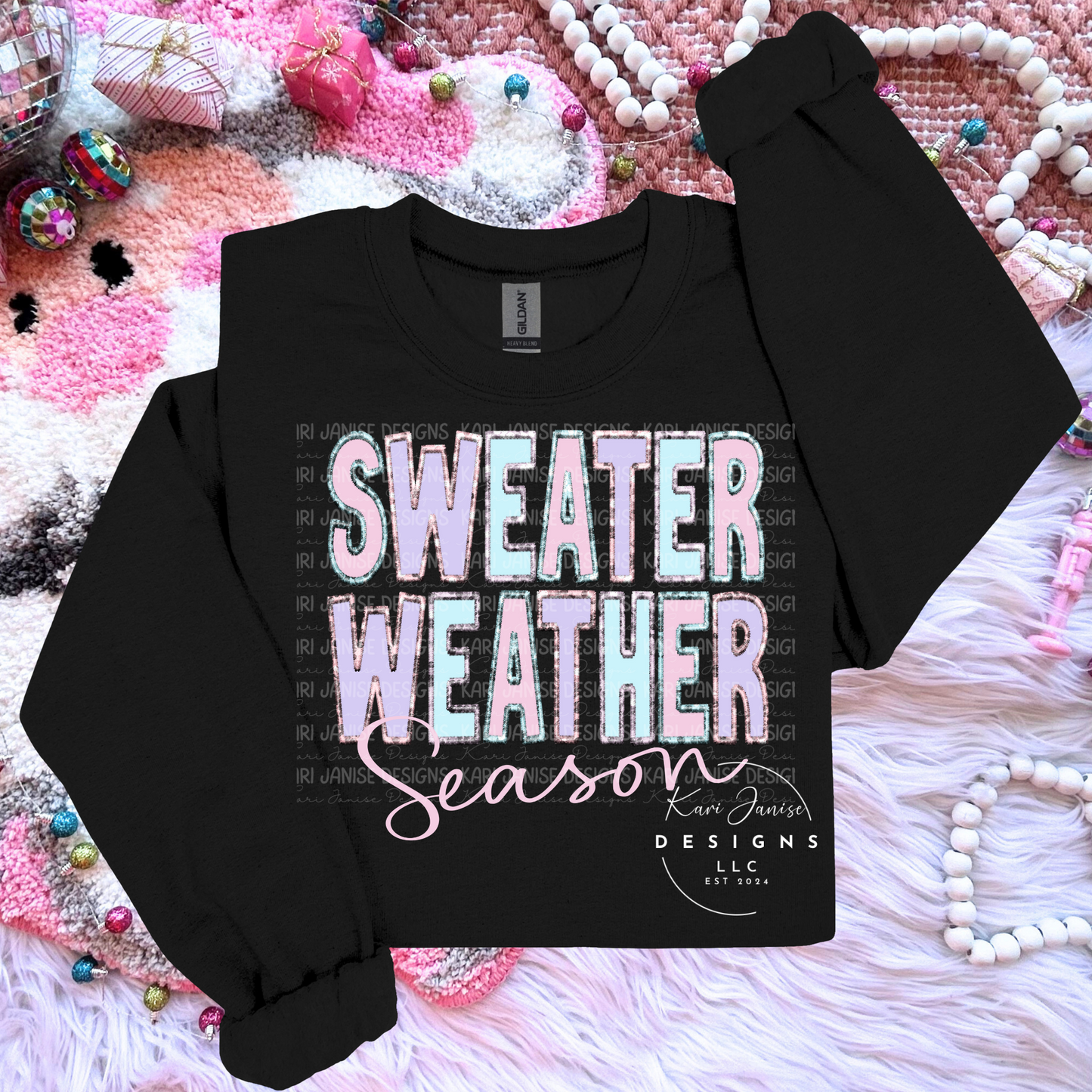Sweater Weather Season (Pink Faux Embroidery)