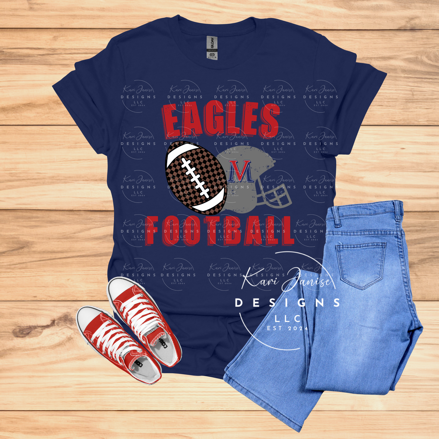 Checkered Football Mascot (Any School)