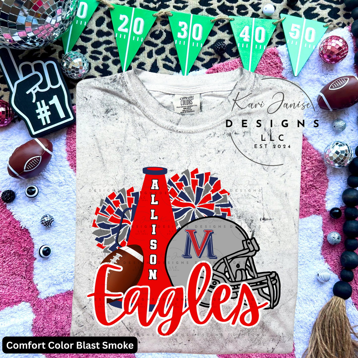 Cheer Pom & Football Custom - Any Name & School