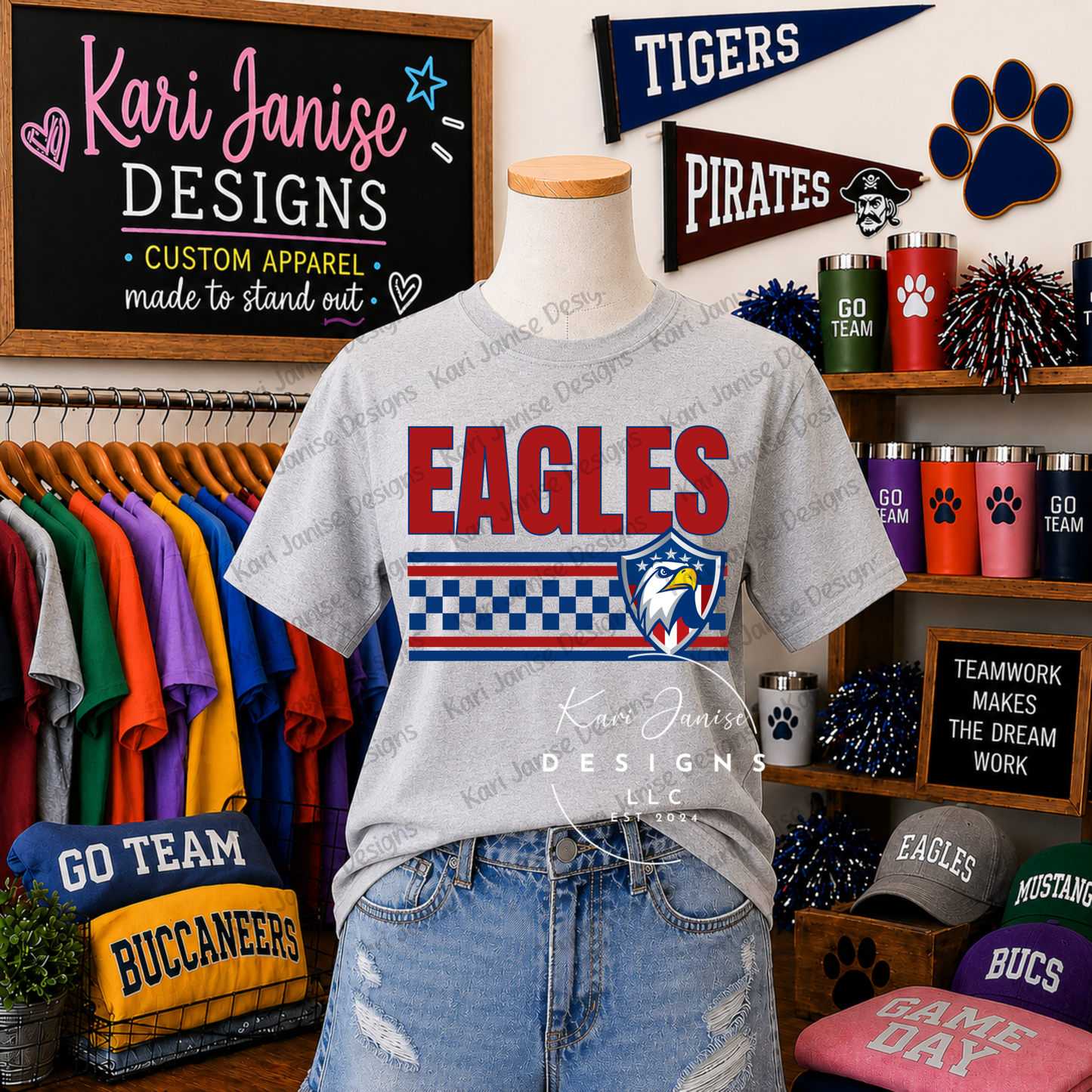 Checkered Custom Mascot - Any School/Team