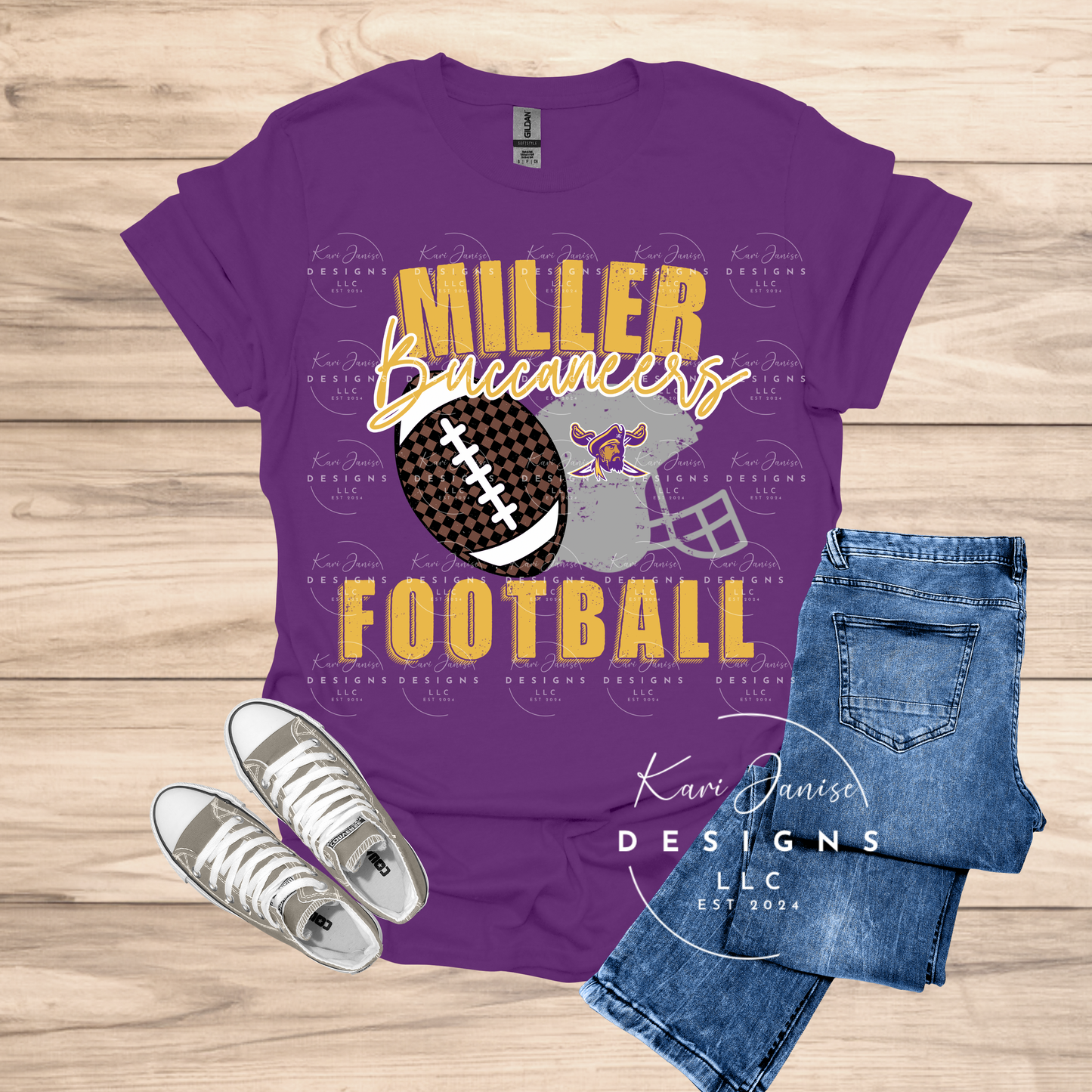 Checkered Football Mascot (Any School)