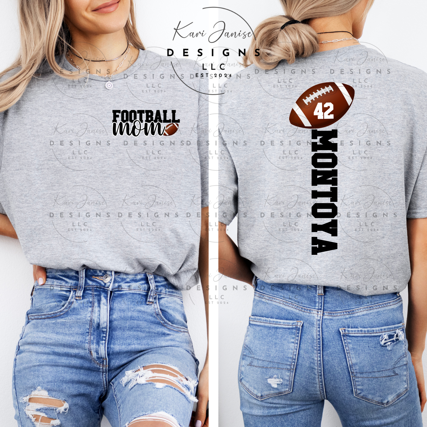 Football Custom Name Front Pocket and Back