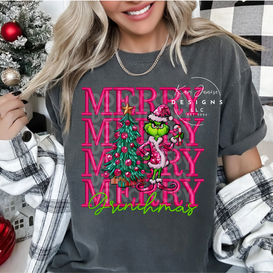 Merry Merry Merry Faux Embroidery