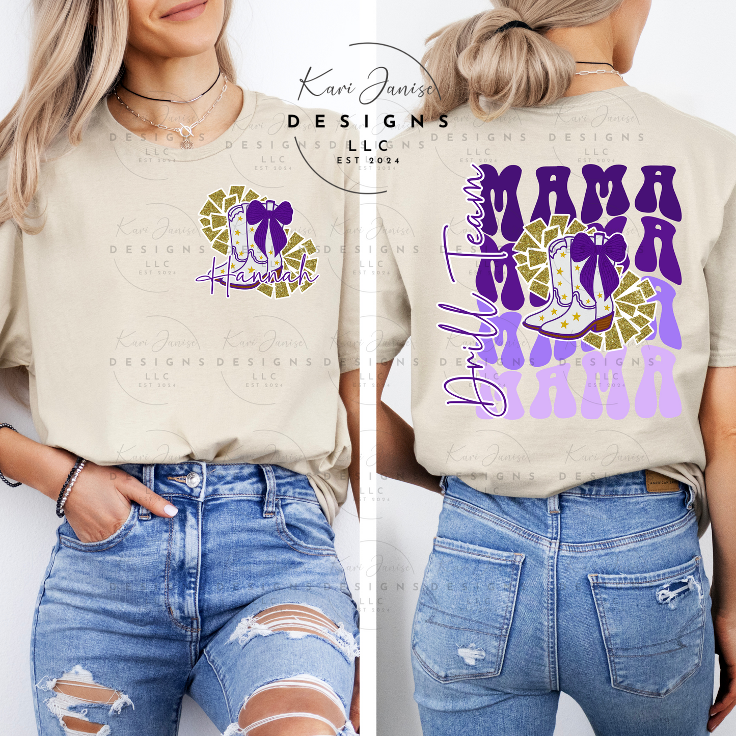 Stacked Drill Team Mama - Custom Pocket Name