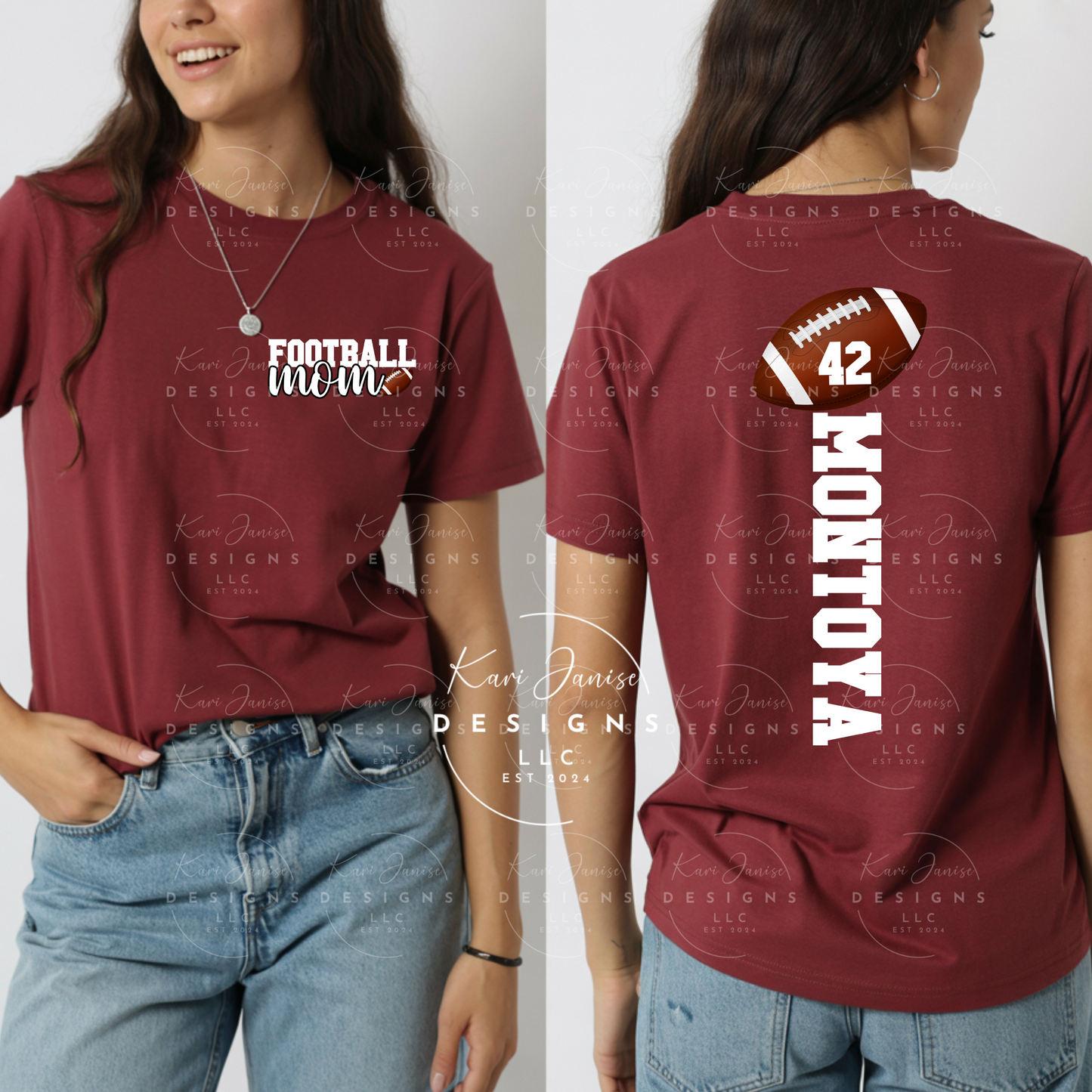 Football Custom Name Front Pocket and Back