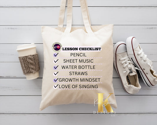 Voice With Bethany Lesson Checklist Tote Bag