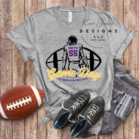 Heart Is On That Field Football Player Custom
