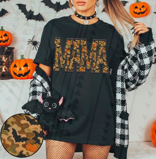 Spooky Mama Camo Faux Embroidery
