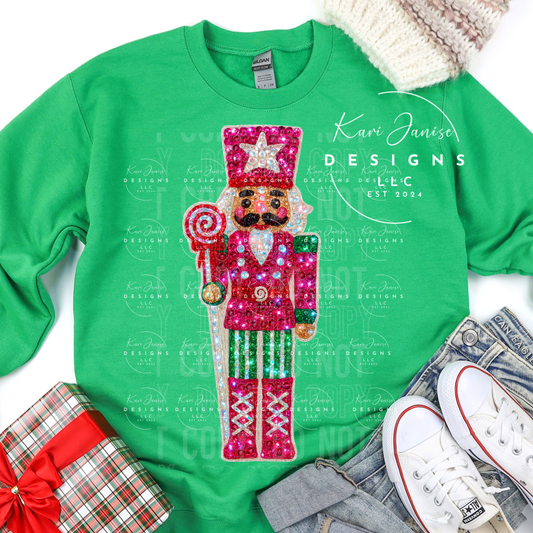 Faux Sequin Pink Nutcracker