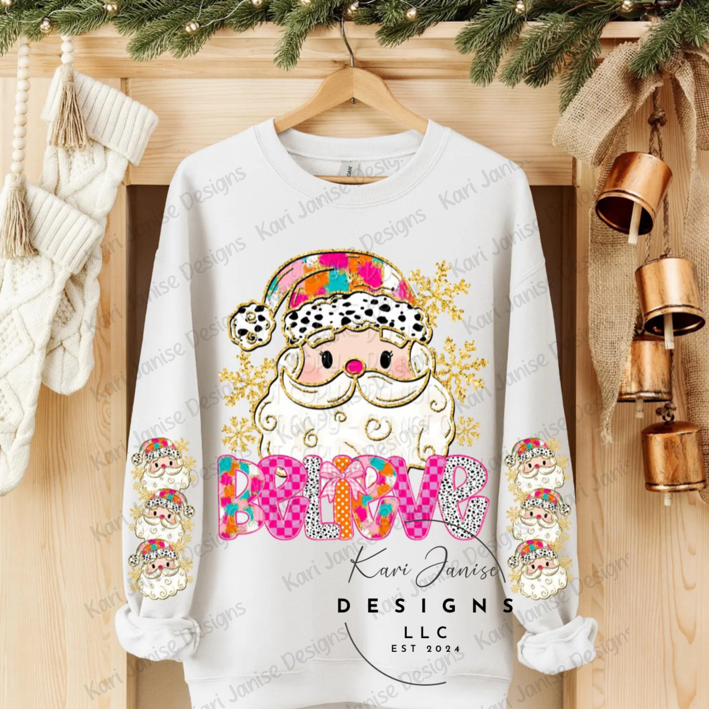 Colorful Believe Santa with Sleeve Option