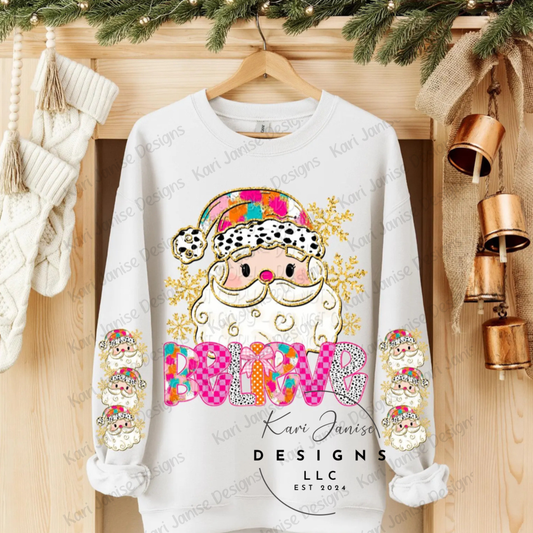 Colorful Believe Santa with Sleeve Option