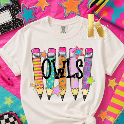 Colorful Pencils School Spirit - Any School/Mascot