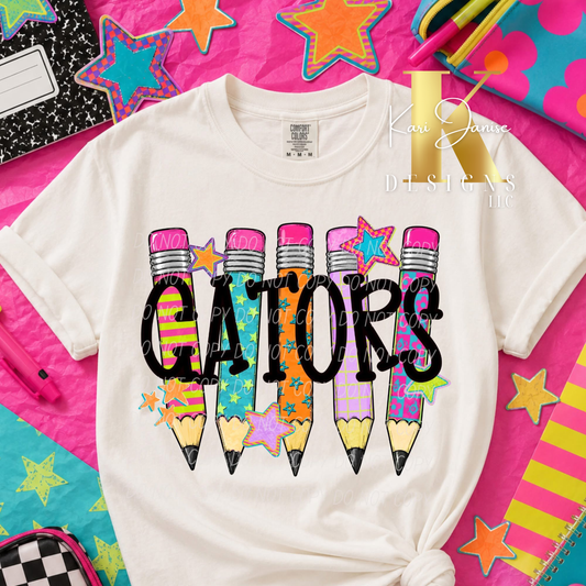 Colorful Pencils School Spirit - Any School/Mascot