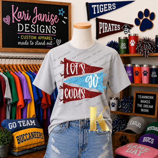 Pennant Flags Faux Glitter Custom Mascot - Any School/Team