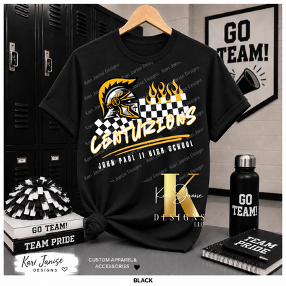 Checkered Flame Custom Mascot - Any School/Team