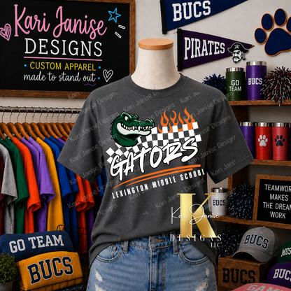 Checkered Flame Custom Mascot - Any School/Team