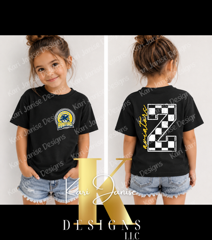 Checkered Initial Custom Mascot - Any School/Team