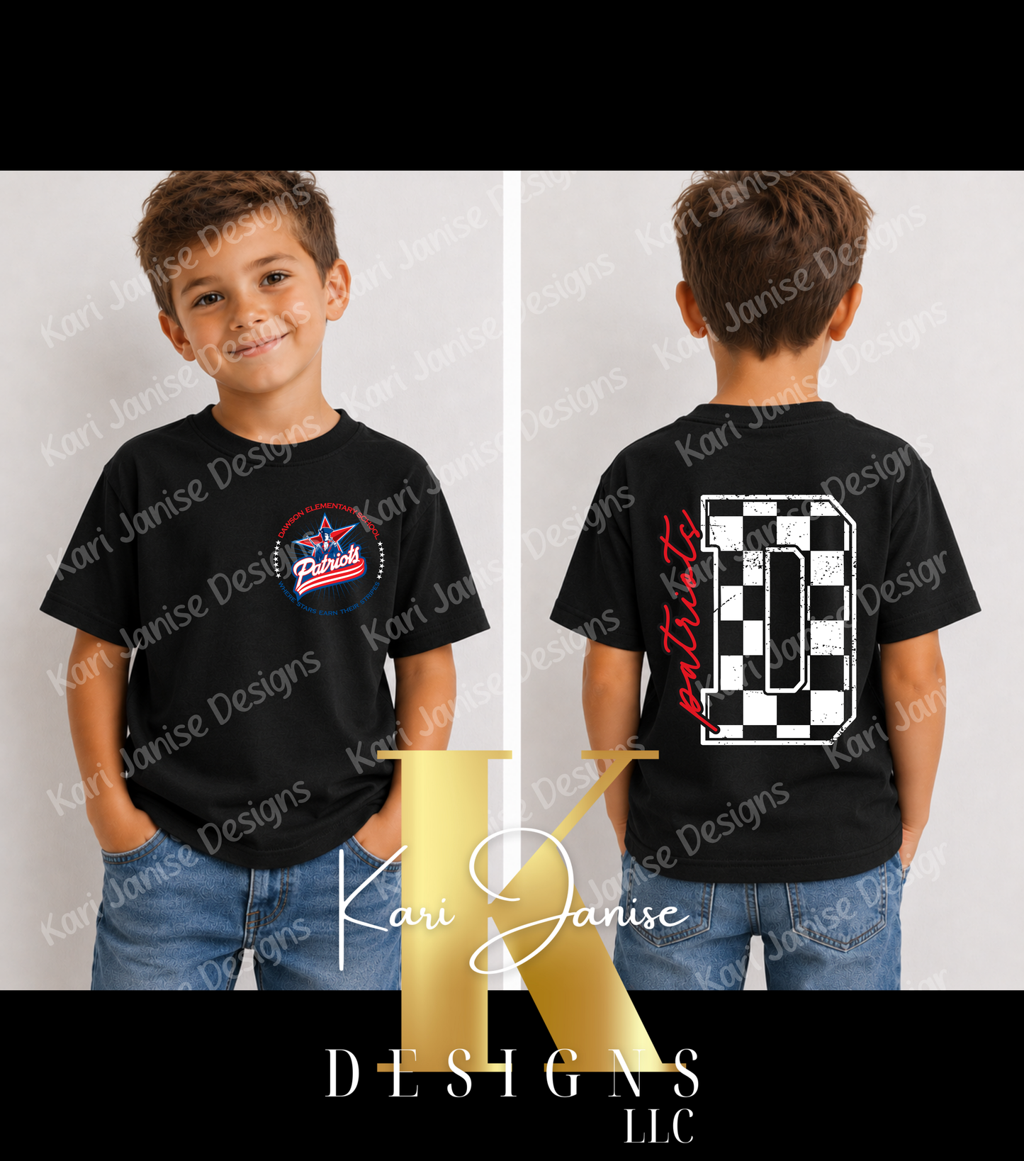 Checkered Initial Custom Mascot - Any School/Team