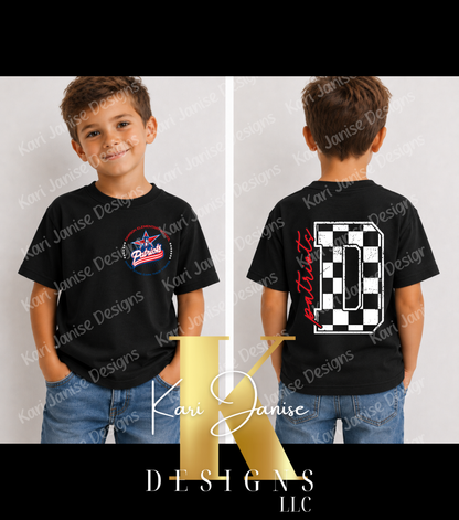 Checkered Initial Custom Mascot - Any School/Team