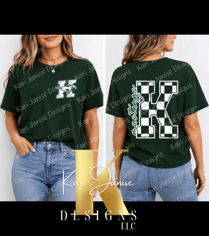 Checkered Initial Custom Mascot - Any School/Team