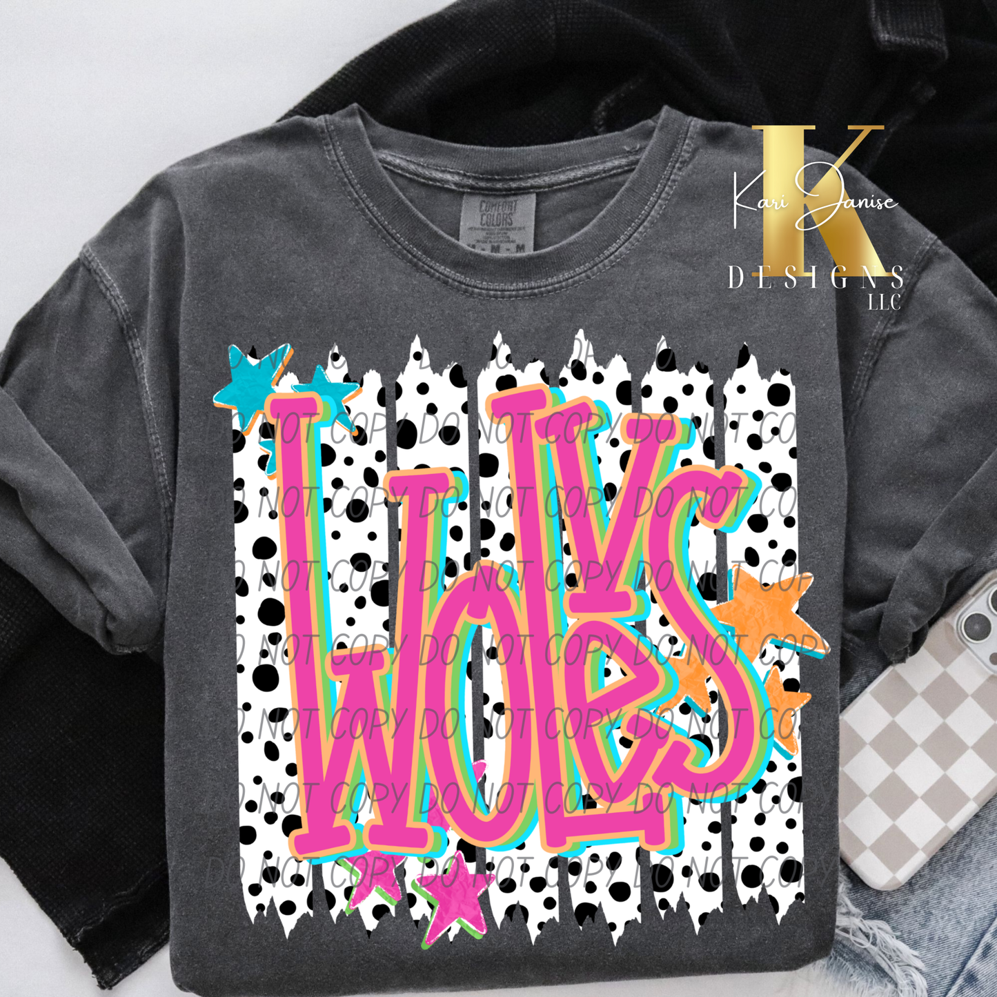 Polka Dot Stripes Custom Mascot - Any School/Team
