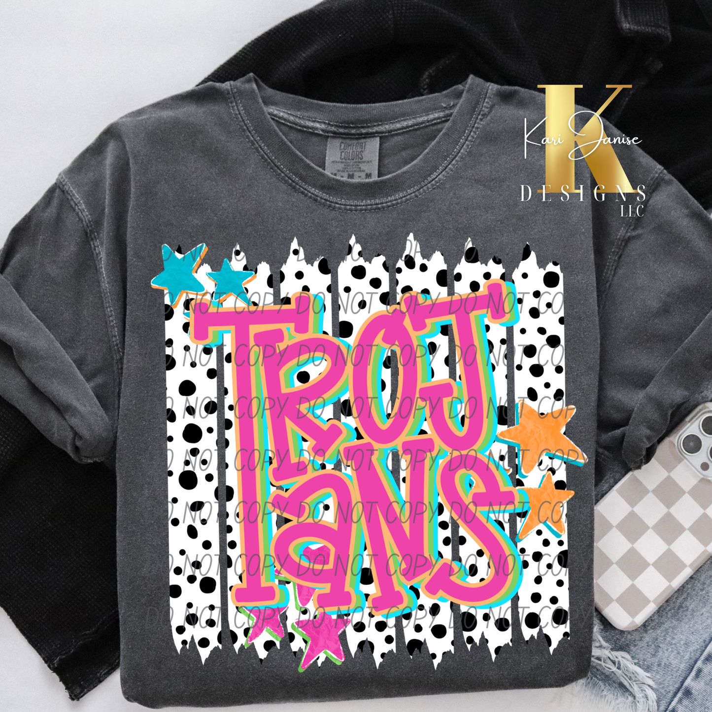 Polka Dot Stripes Custom Mascot - Any School/Team