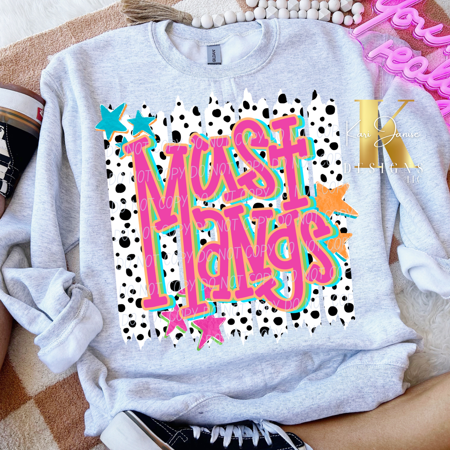Polka Dot Stripes Custom Mascot - Any School/Team