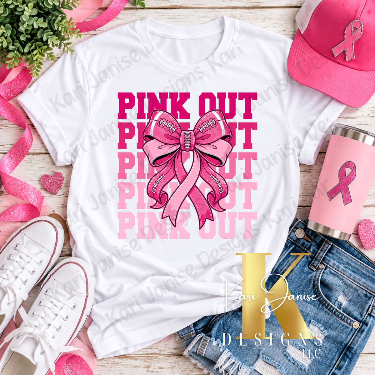 Pink Out Football Bow